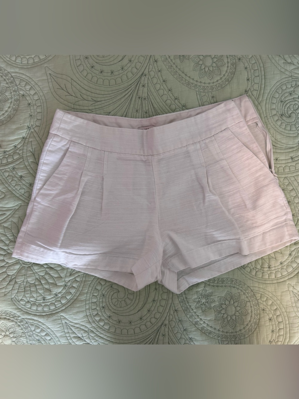 J. Crew white cotton blend pleated shorts